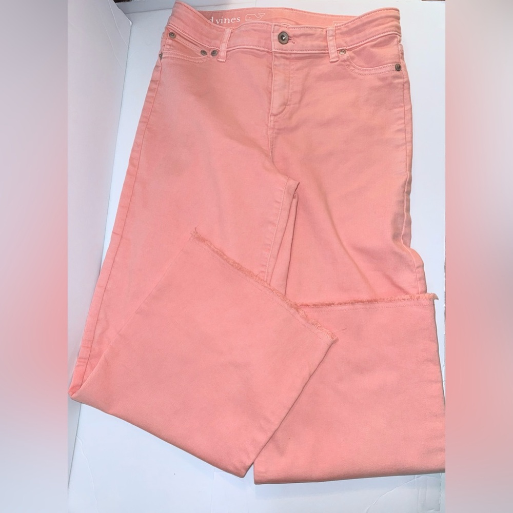 Vineyard Vines girls' soft denim jeans  in salmon pink